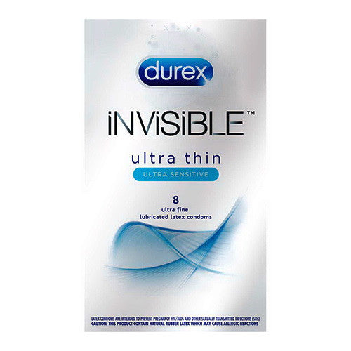 Durex Invisible Ultra Thin And Ultra Fine Sensitive Latex Condoms, 8 Ea